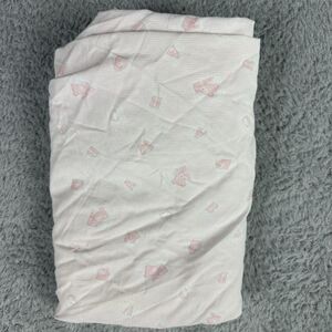 Gerber Baby Girl Vtg Fitted Crib Sheet Pink Teddy Bear "BABY" Cotton Lighweight